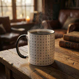 Schwarz-Weiß-Nordische-Runen-Keramik Tasse