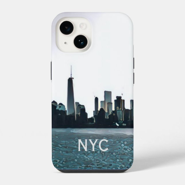 Schwarz-Weiß-NYC-Gehäuse iPhone 14 Hülle (Rückseite)