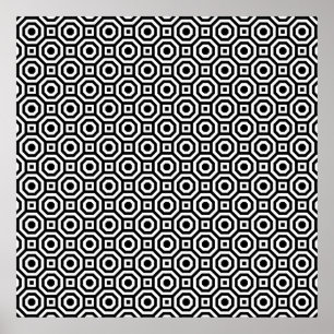 Schwarz-Weiß-Octagon-Poster Poster