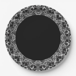 Schwarz-weiß, offen, mandala pappteller