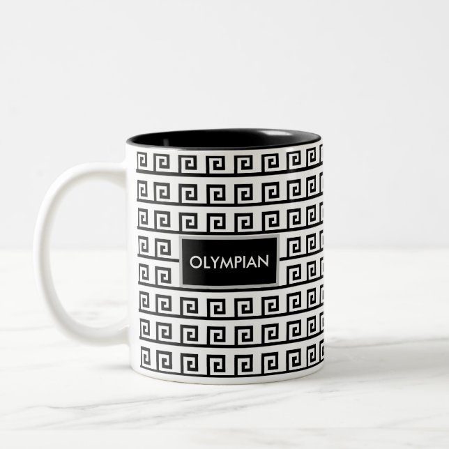 Schwarz-Weiß-Olympian Geometric-Muster Zweifarbige Tasse (Links)