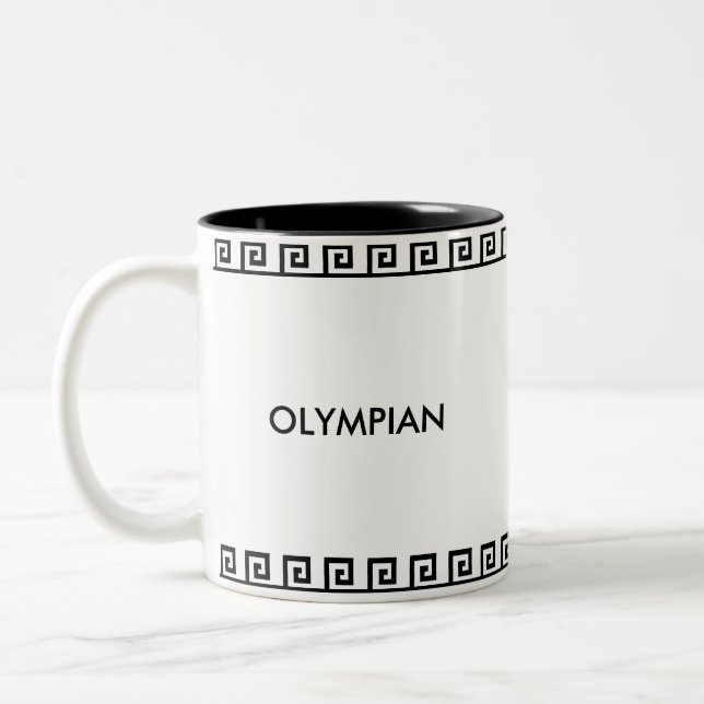 Schwarz-Weiß-Olympian Geometric-Muster Zweifarbige Tasse (Links)