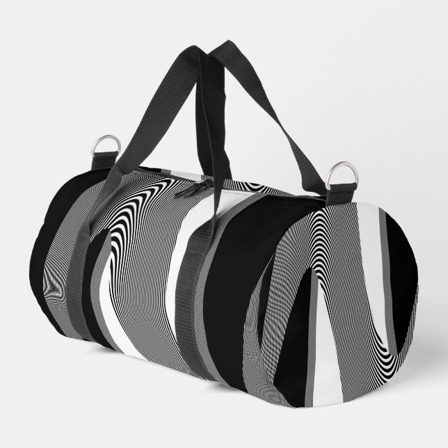 Schwarz-Weiß-Op-Art-Design, Duffle Bag (Linke Seite)