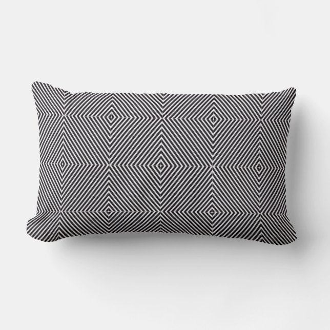 Schwarz-Weiß-Op-Art Diamantstreifen geometrisch Lendenkissen (Vorderseite)