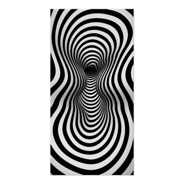 Schwarz-Weiß-Op-Art Poster (Vorderseite)