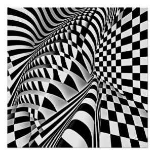 Schwarz-Weiß-Op-Art Poster