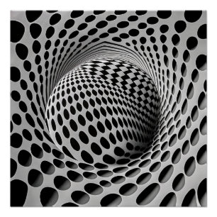 Schwarz-Weiß-Op-Art Poster