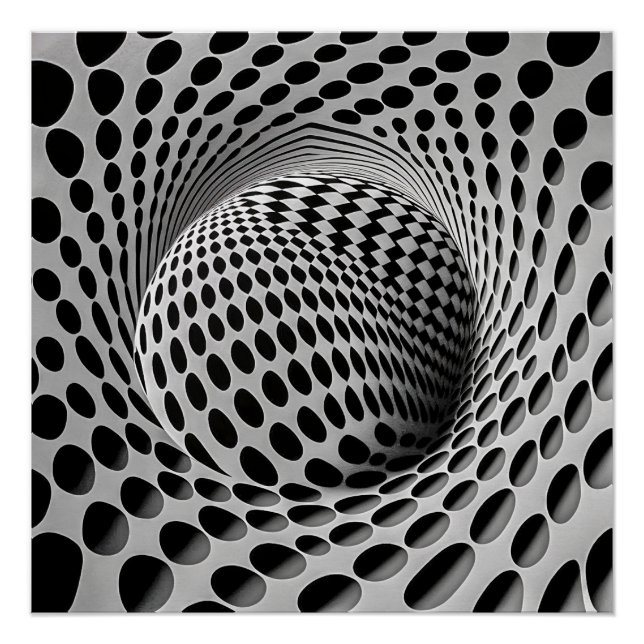Schwarz-Weiß-Op-Art Poster (Vorderseite)