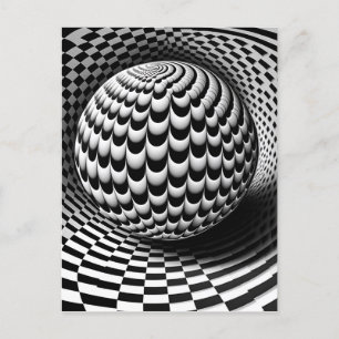 Schwarz-Weiß-Op-Art Postkarte