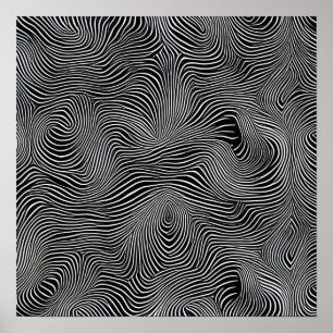 Schwarz-Weiß-Op-Art-Swirbelmuster Poster