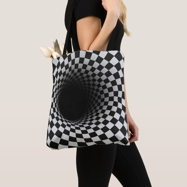 Schwarz-Weiß-Optik-Tunnel-Illusion Tasche (Von Nahem)