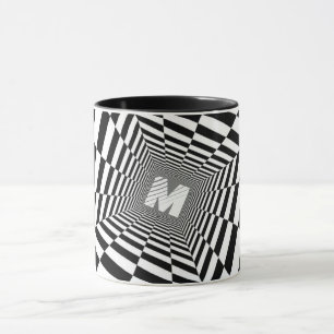 Schwarz-Weiß-optische Täuschung, weißes Monogramm Tasse