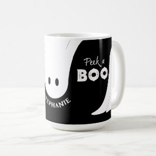 Schwarz-weiß Orange Flüchtige Blick a Boo Ghosts H Kaffeetasse