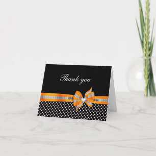Schwarz-weiß Orange Polka Dot Dankeschön Karte