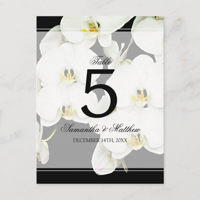 Schwarz-Weiß-Orchideen-Hochzeitsstimmung in der Ti Postkarte (Vorderseite)