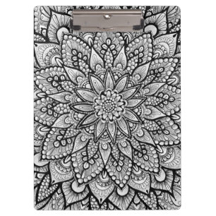 Schwarz-Weiß-Original-Mandala-Kunst Klemmbrett