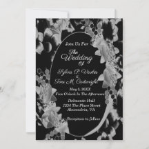 Schwarz-Weiß-Oval-Blumengarten Hochzeit