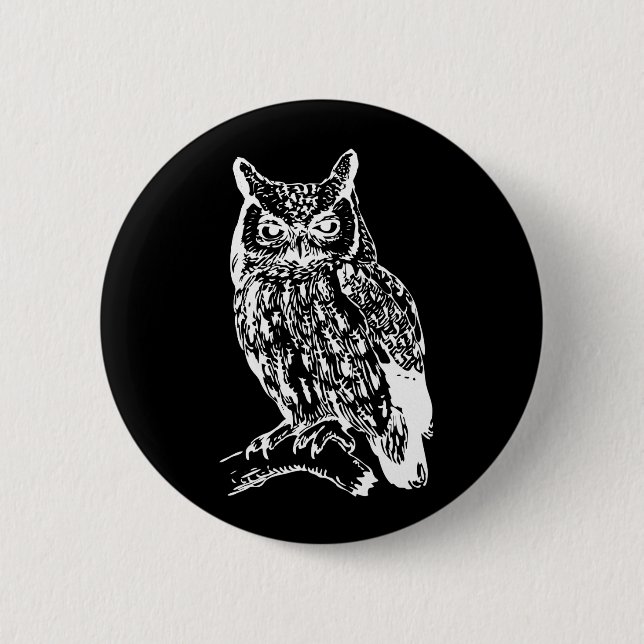 Schwarz-Weiß-Owl-Design Button (Vorderseite)