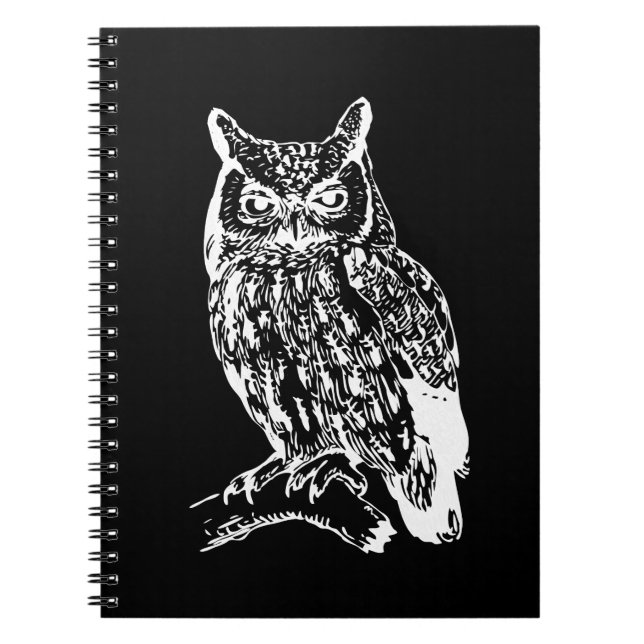Schwarz-Weiß-Owl-Design Notizblock (Vorderseite)