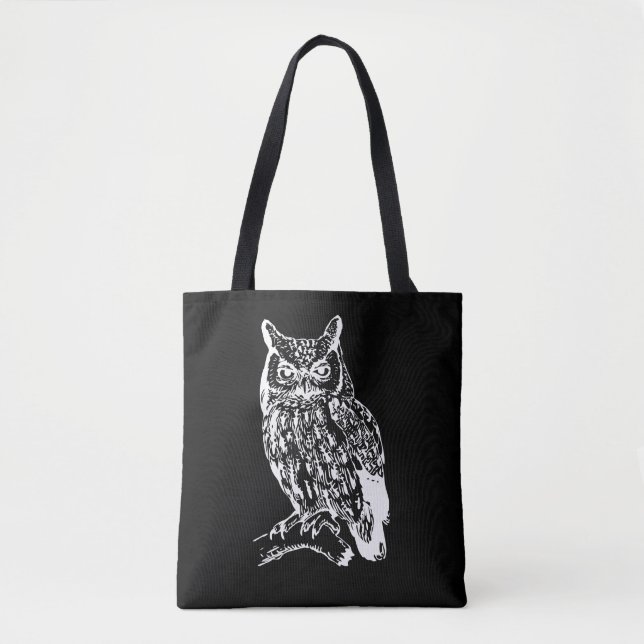 Schwarz-Weiß-Owl-Design Tasche (Vorderseite)