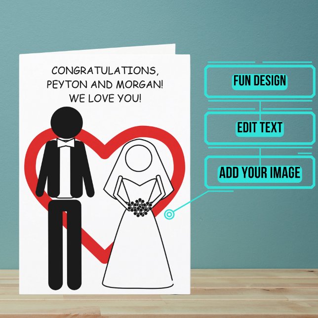 Schwarz-Weiß-Paare Hochzeitstag Glückwunsch Karte (Send your love and congratulations with a modern and unique twist.)