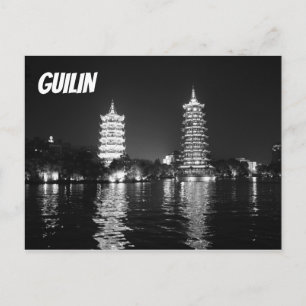 Schwarz-Weiß-Pagoden in Guilin, China Postkarte