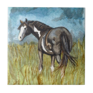 Schwarz-Weiß-Paint Horst Wasserfarbe Kunst Fliese
