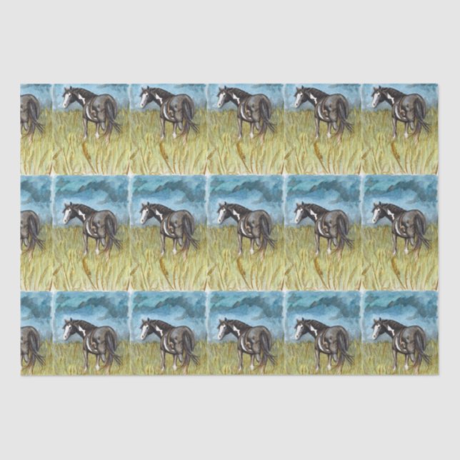 Schwarz-Weiß-Paint Horst Wasserfarbe Kunst Seidenpapier (Vorderseite)