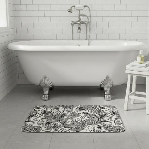 Schwarz-weiß Paisley Badematte