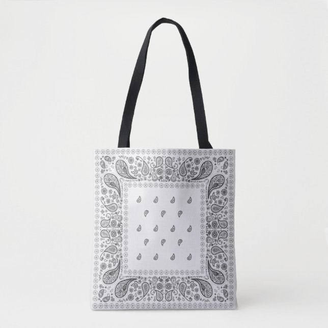 Schwarz-Weiß-Paisley-Design Tasche (Vorderseite)