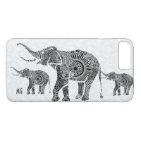 Schwarz-Weiß-Paisley-Elefant-Monogramm