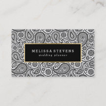 Schwarz-Weiß-Paisley-Gold-Akzent