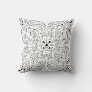 Schwarz-Weiß-Paisley-Muster-Drehkissen Kissen