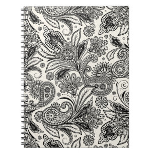 Schwarz-weiß Paisley Notizblock