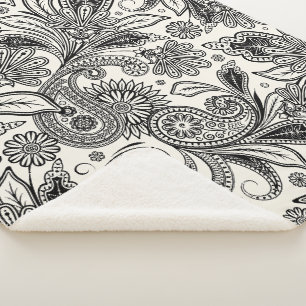 Schwarz-weiß Paisley  Sherpadecke