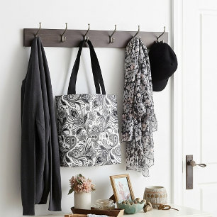 Schwarz-weiß paisleyartig  tasche