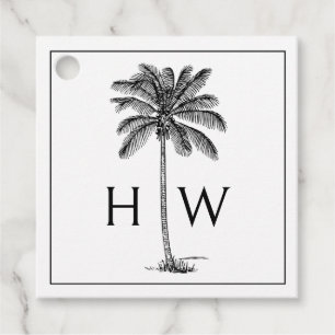 Schwarz-Weiß-Palm-Palmetto-Baum-Monogramm Geschenkanhänger