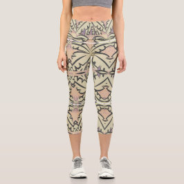 Schwarz-Weiß-Palme Capri Leggings
