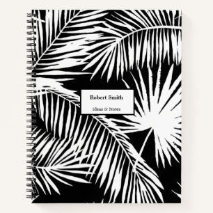 Schwarz-Weiß-Palmen-Design Notizbuch
