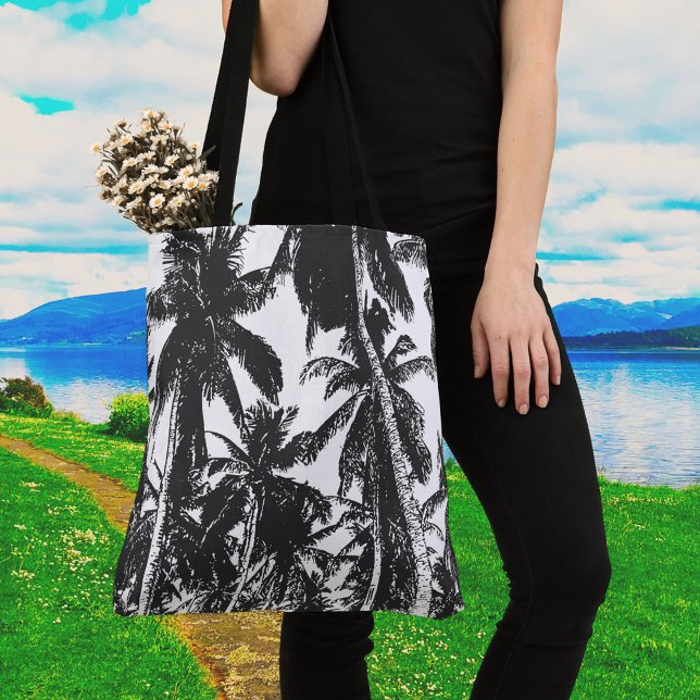 Schwarz-Weiß-Palmen-Design Tasche (Von Creator hochgeladen)