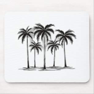 Schwarz-Weiß-Palmen Grafischer T - Shirt für Männe Mousepad