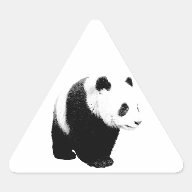 Schwarz/Weiß Panda Dreieckiger Aufkleber (Vorderseite)