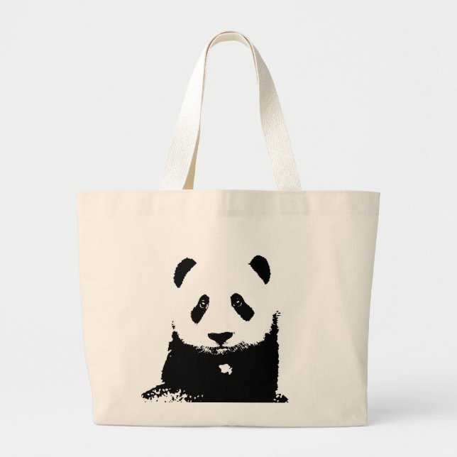 Schwarz/Weiß Panda Jumbo Stoffbeutel (Vorne)