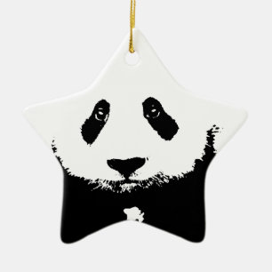 Schwarz/Weiß Panda Keramik Ornament