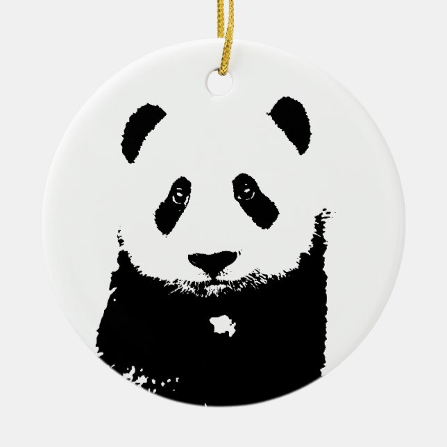Schwarz/Weiß Panda Keramik Ornament (Vorne)