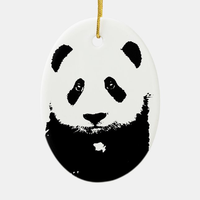 Schwarz/Weiß Panda Keramik Ornament (Vorne)