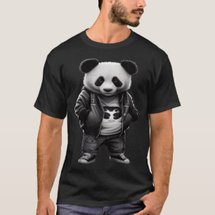 Schwarz-Weiß-Panda mit cooler niedlicher Sportbekl T-Shirt