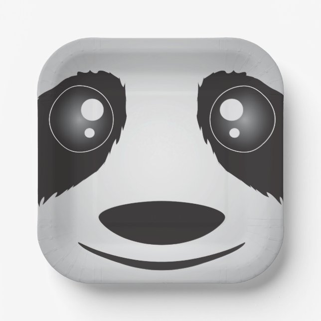 Schwarz-Weiß-Panda-Papierplatte Pappteller (Vorderseite)