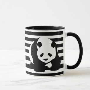 Schwarz-Weiß-Panda und Streifen Tasse