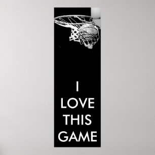 Schwarz-Weiß-Panorama-Basketball-Poster Poster